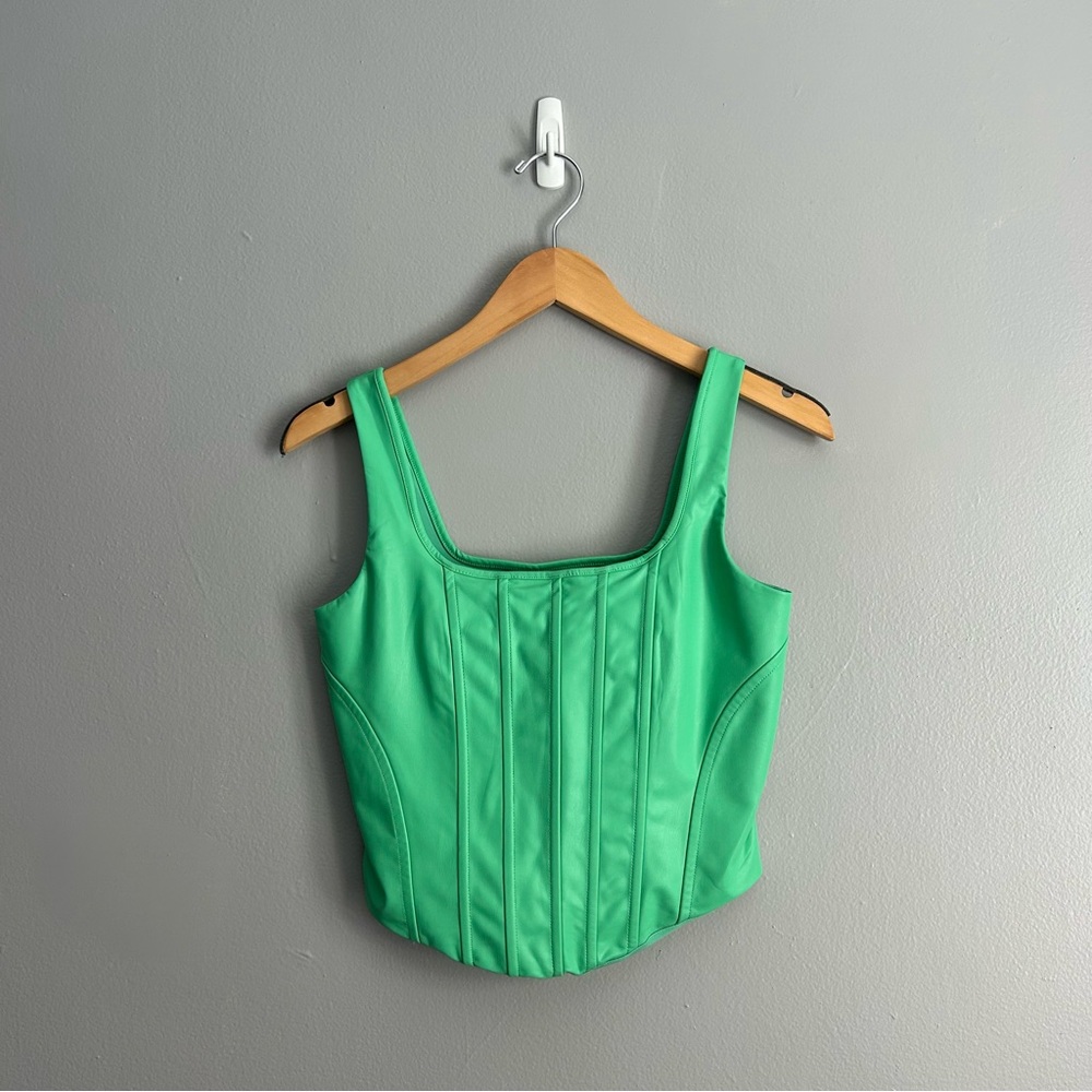 Express Bright Green Structured Crop Top